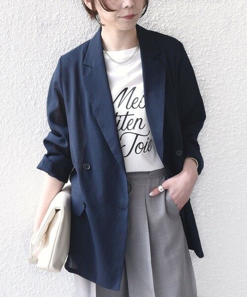 美品 SHIPS Colors シアーリネンライクダブルジャケット SHIPS（シップス） SHIPS Colors:〈手洗い可能〉シアー リネンライク