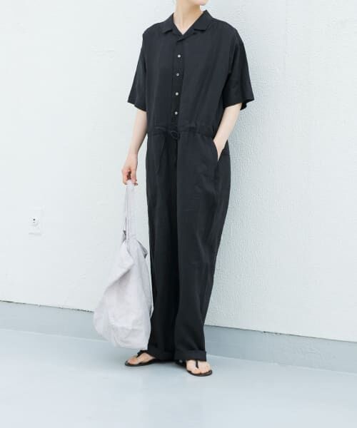 かぐれ / リネンハーフスリーブオールインワン : タカシマヤ