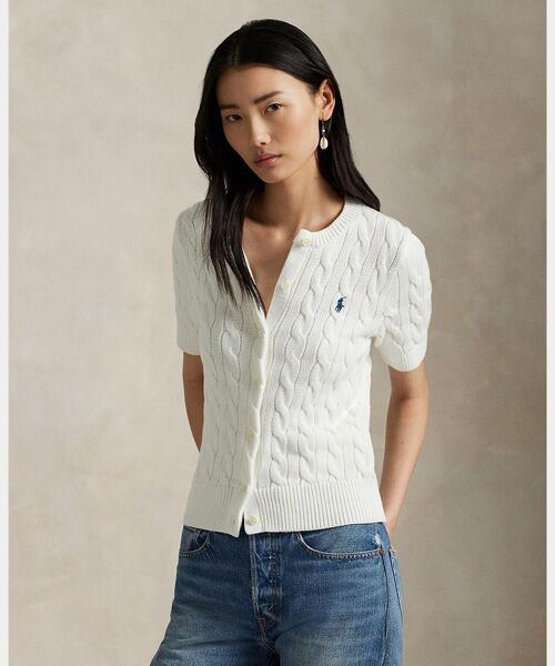 POLO RALPH LAUREN シルク100％シアーノースリーブカーディガン POLO RALPH LAUREN シルク100％シアーノースリーブカーディガン