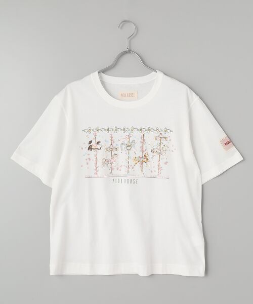 #anc ピンクハウス PINKHOUSE カットソー L 白 ディズニー ミッキー ミニー ケーキ フリル 美品 レディース [936018] PINK HOUSE #anc ピンクハウス PINKHOUSE カットソー L 白