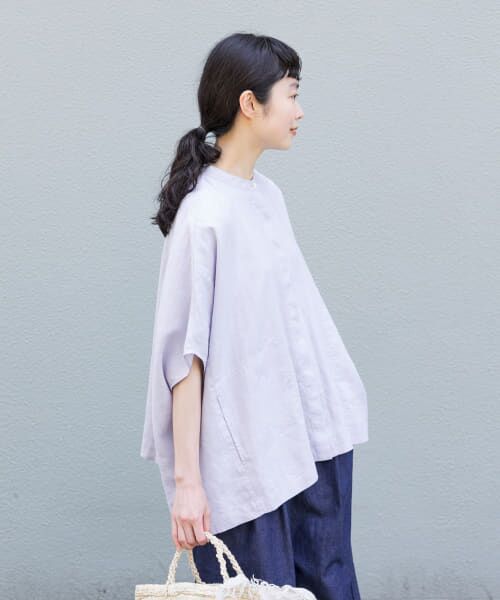 かぐれ　リネンスクエアケープシャツ リネンスクエアケープシャツ（シャツ/ブラウス）｜かぐれ