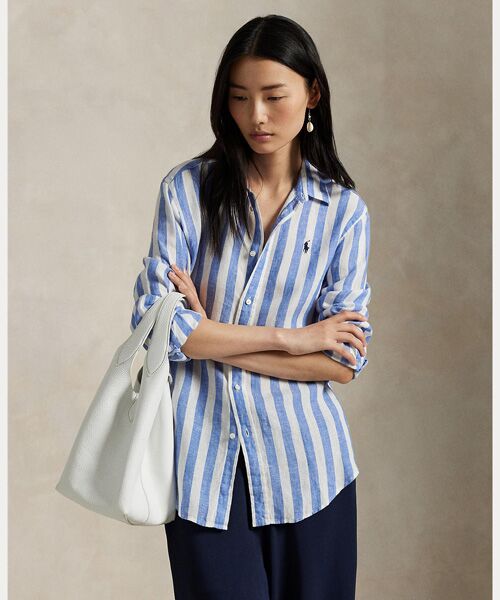 RALPH LAUREN　ラルフローレン 　リネン混　ストライプ　シャツ POLO RALPH LAUREN / ポロ ラルフ ローレン】ストライプリネン
