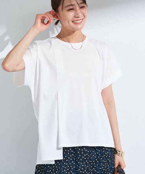 INDIVI / インディヴィ 【洗える／汗ジミ防止】バイカラー＆アシメヘム Tシャツ INDIVI / インディヴィ 【洗える／汗ジミ防止】バイカラー