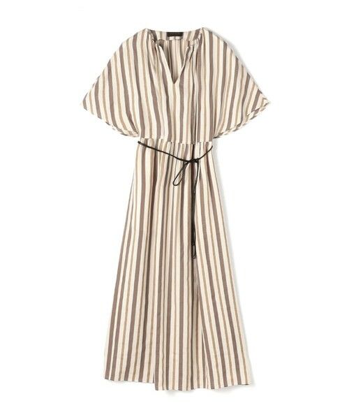 【美品】TOMORROWLAND シルク混 ストライプ ロングシャツワンピース 美品】TOMORROWLAND シルク混 ストライプ ロングシャツワンピース