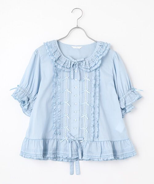 PINK HOUSE（ピンクハウス） はしごレース＆サテンリボン使いローン