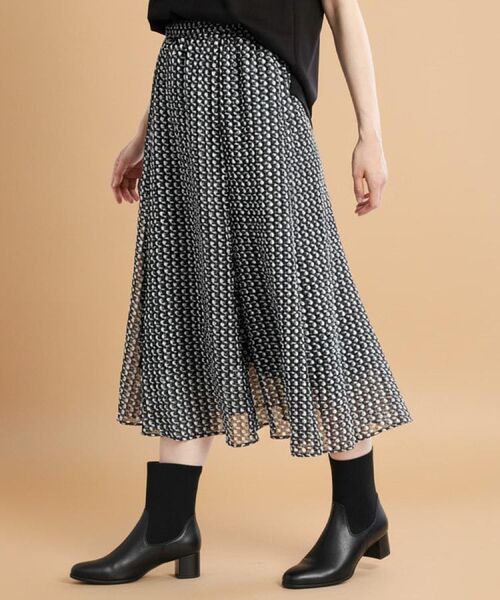 リフレクト（Reflect）/【WEB先行カラーあり／マシンウォッシュ可／ウエスト総ゴム】コツキ幾何柄ロングスカート Reflect（リフレクト） 【WEB先行カラーあり／マシンウォッシュ可