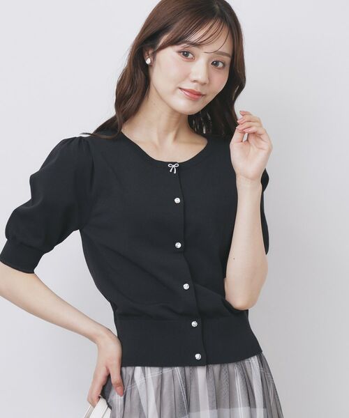 美品　ANAYI シルケットコットンクルーネックカーディガン　半袖　セット index（インデックス） クルーネック半袖カーディガン【洗濯機洗い可