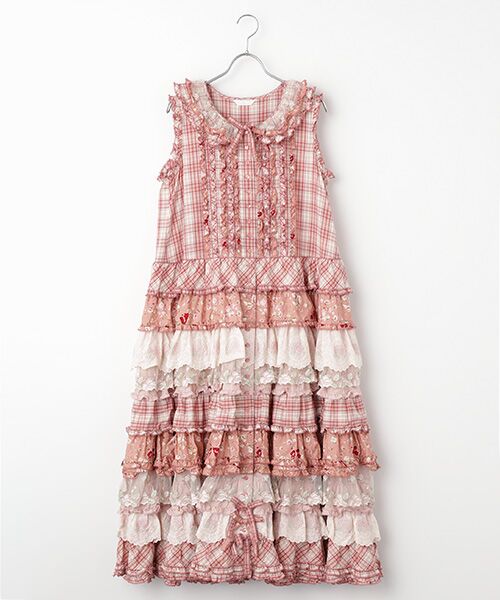 PINK HOUSE（ピンクハウス） ローズレース使いパッチワークワンピース