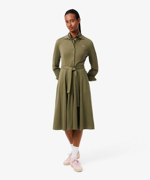 新品✨LACOSTE ラコステ　鹿の子地マキシ丈ドレス ゆったり　Aライン　綿 LACOSTE（ラコステ） 鹿の子地ポロカラーシャツドレス : タカシマヤ