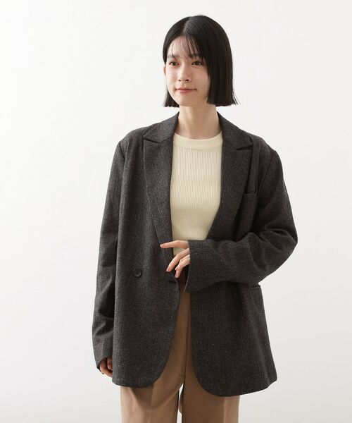 ザ ショップ ティーケー（THE SHOP TK）/【洗えるアウター】ヘリンボーン＆チェック柄ジャケット THE SHOP TK / ザ ショップ ティーケー 【洗えるアウター