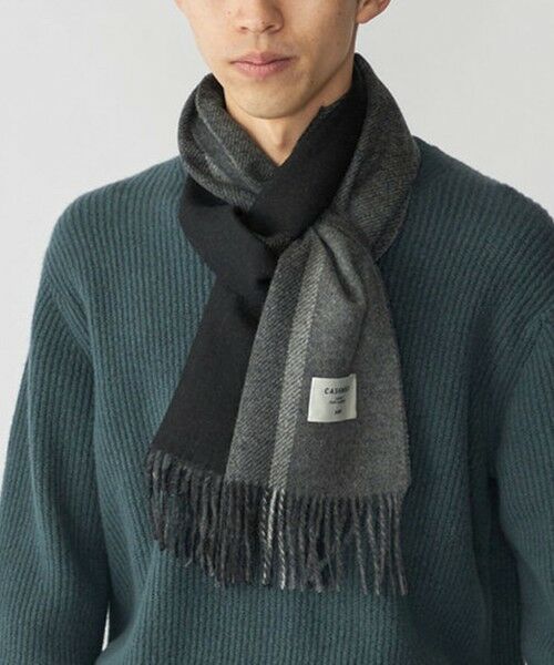 SHIPS（シップス） SHIPS: カシミヤ ダブルフェイス パネル マフラー