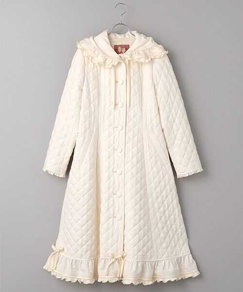 PINK HOUSE（ピンクハウス） フリルフード付きキルティングロング