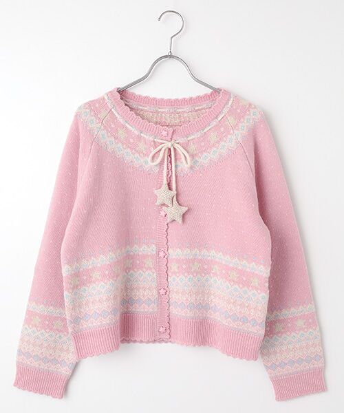 PINK HOUSE（ピンクハウス） 星モチーフ丸ヨークニットカーディガン