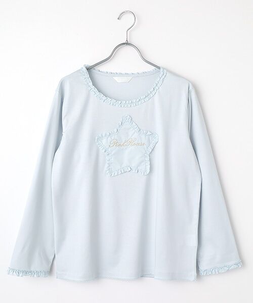 PINK HOUSE ひなぎくテディ 長袖カットソー L くすみピンク 綿100 PINK HOUSE（ピンクハウス） 星形ワッペン付きカットソー : タカシマヤ