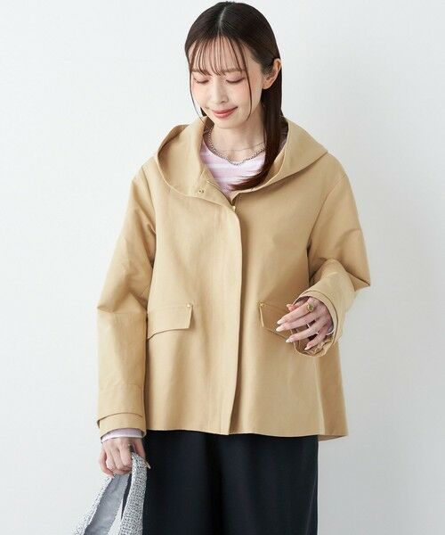 SHIPS シップス ノーカラーショートコート ウール グレージュ SHIPS（シップス） ノーカラーコート コート 「手洗い可能」ストレッチ
