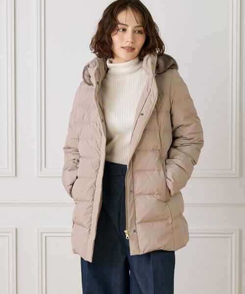 INED ブラック ダウンコート　 美品 フェイクファーフードロングダウンコート《Re:DOWN》 | イネド(INED