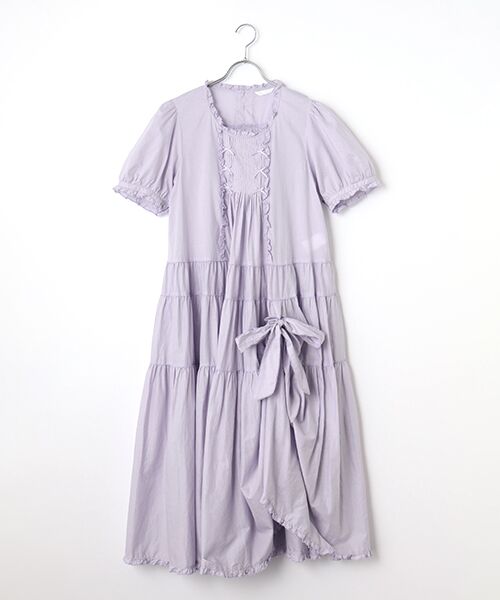 ピンクハウス　たくし上げリボン付きロングワンピース PINK HOUSE（ピンクハウス） たくし上げリボン付きローンワンピース