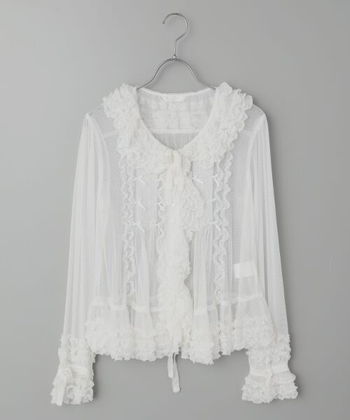 PINK HOUSE（ピンクハウス） ドットチュールオーバーブラウス