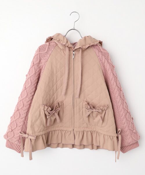 PINK HOUSE（ピンクハウス） ニット袖付きキルティングブルゾン 