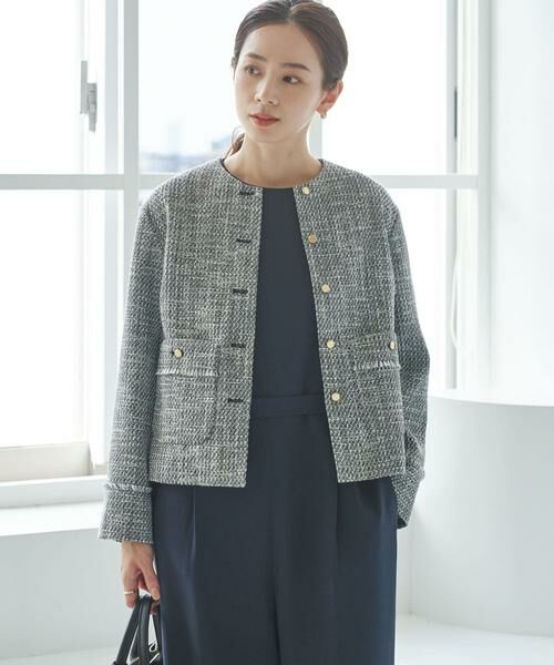 アーバンリサーチ GIOLICAツイードジャケット ノーカラー URBAN RESEARCH（アーバンリサーチ） ノーカラーツイードジャケット