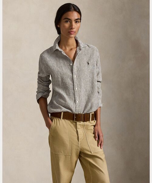 美品Ralph POLOラルフローレンポロ リネン100% ストライプ　シャツ. POLO RALPH LAUREN（ポロ・ラルフローレン） POLO RALPH LAUREN / ポロ