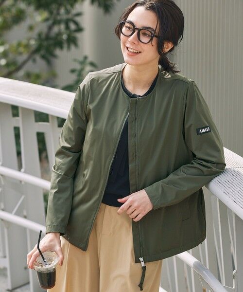 AIGLE（エーグル） UVカット 撥水 ストレッチノーカラージャケット RP 