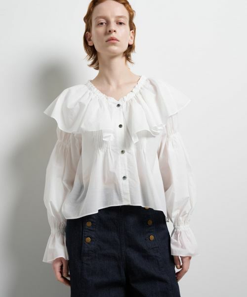 LANVIN en Bleu / ランバン オン ブルー ギャザーフリルブラウス