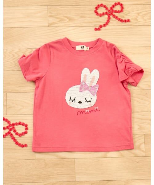 KP KP / ケーピー mimiちゃん スパンコール刺しゅう Tシャツ