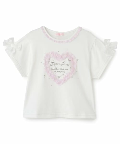 ひ*の様 メゾピアノmezzo piano ベリエ L 半袖T ハート 平成レト mezzo piano / メゾピアノ ハートレース 半袖Tシャツ : タカシマヤ