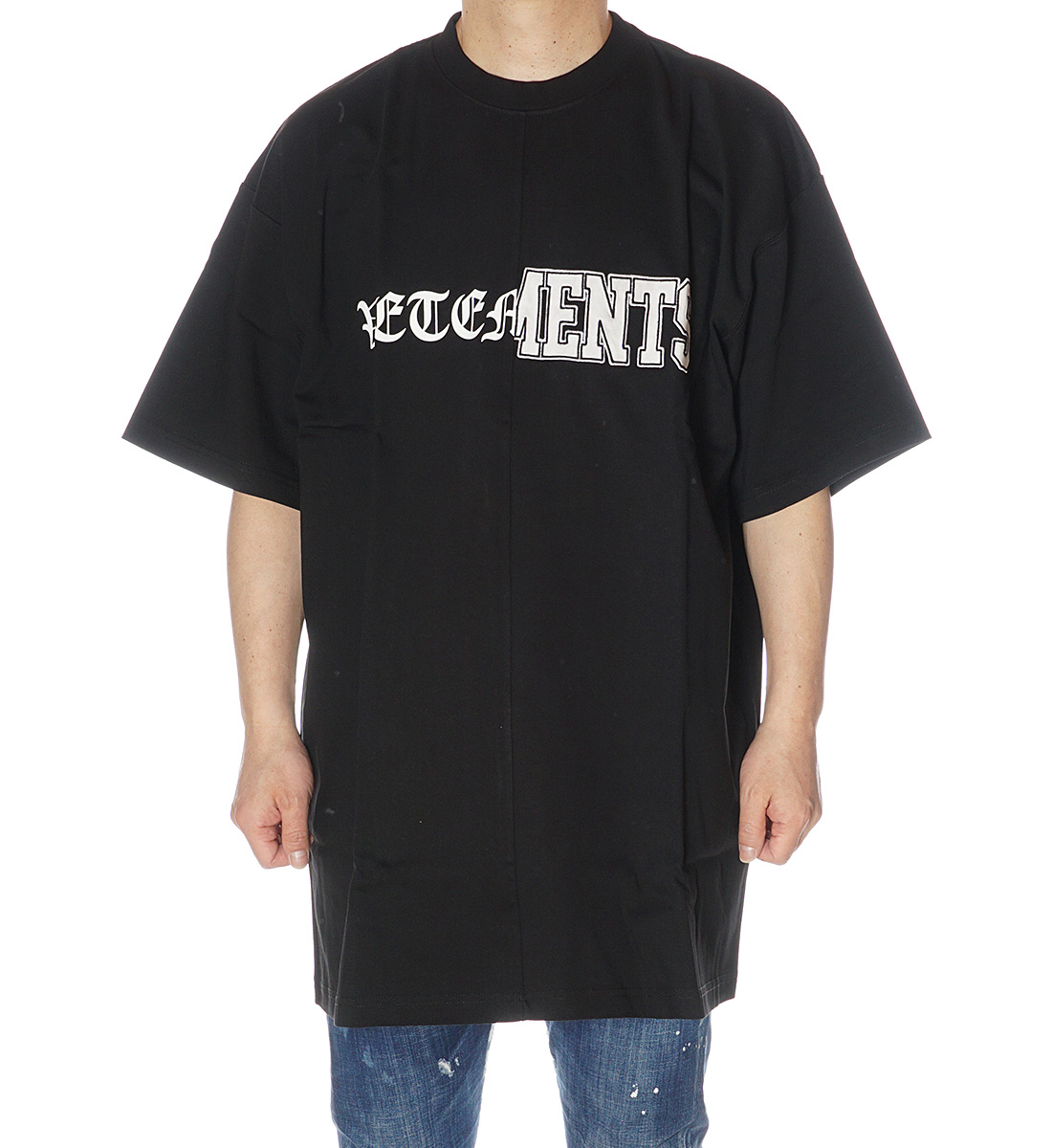 大切な オーバーサイズ 半袖 Tシャツ Vetements ヴェトモン 厚手 Ue51tr860b ブラック ユニセックス 半袖 サイズ L Www Pneuron Com