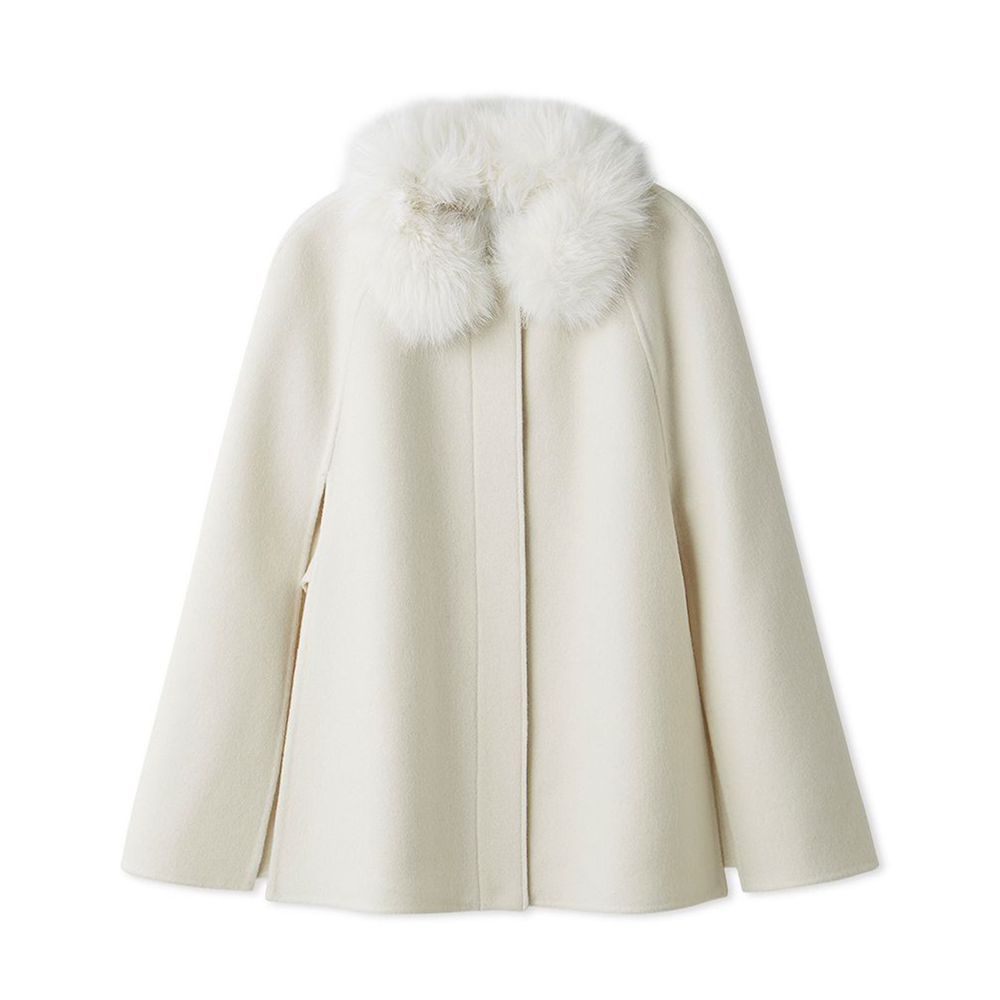 ウール100％ポンチョ マント リバーコート ダブルフェイス セレブ