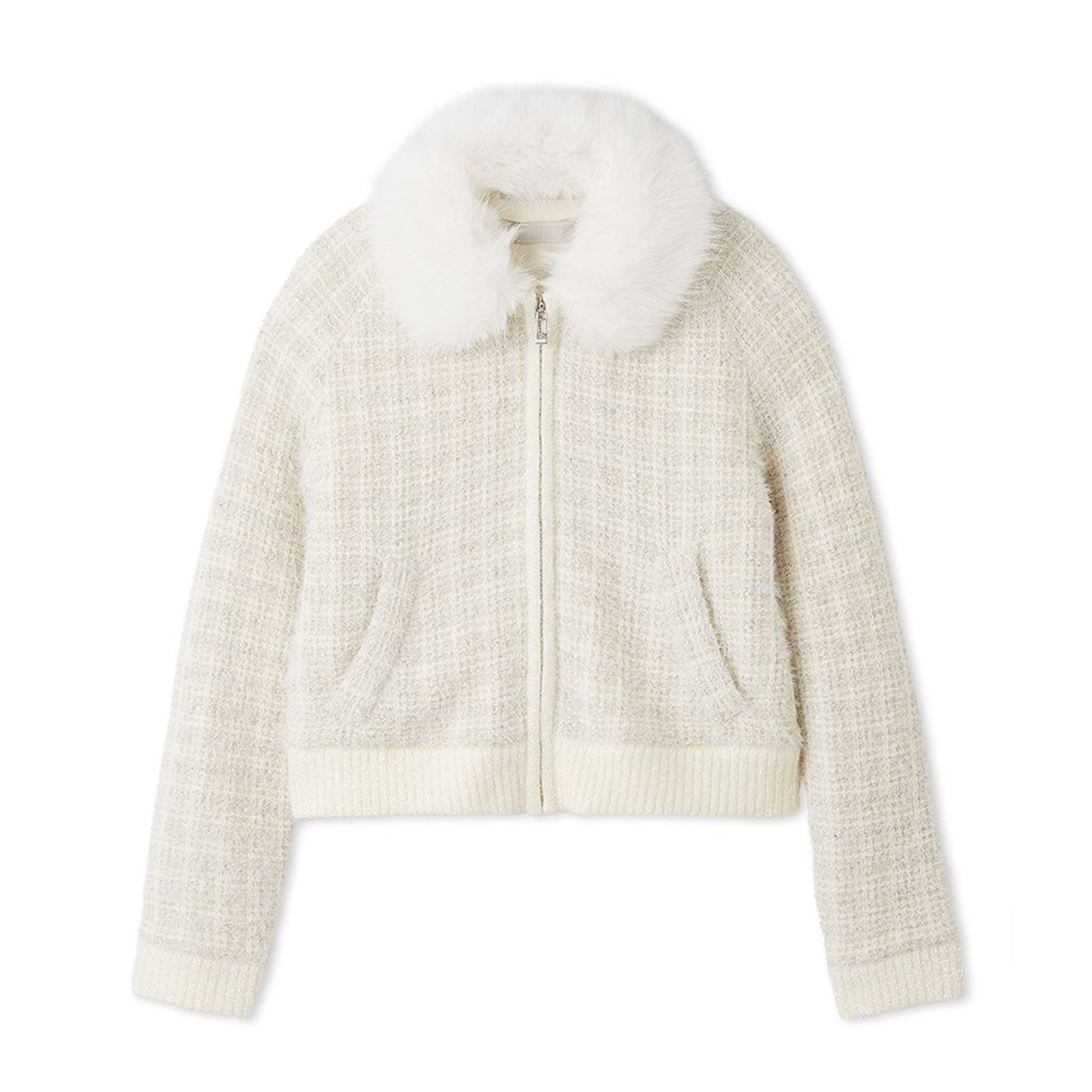 CELFORD（セルフォード）ツイードニットジップブルゾン CELFORD（セルフォード） SALE30%OFF ファー衿付きツイードニット