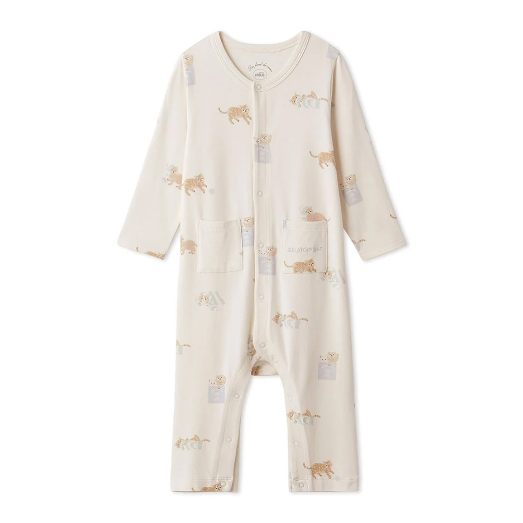 SALE30%OFF ジェラートピケ ベビー プレイフルキャット柄ロンパース pbco245438 ジェラピケ 赤ちゃん 部屋着 パジャマ ルームウェア gelato pique | gelato pique | 01