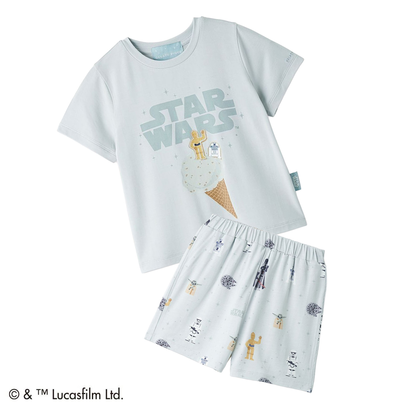【新品】ジェラートピケSTAR WARSワンポイントTシャツ&総柄ショートパンツ gelato pique（ジェラートピケ） キッズ KIDS STAR WARS ワンポイントT