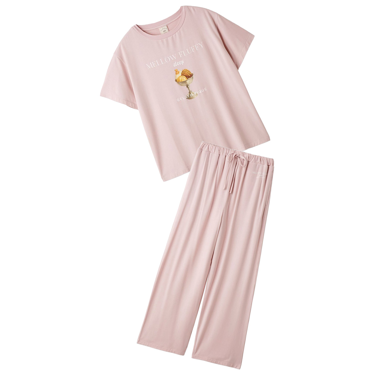 新品未開封ジェラピケ 接触冷感COOLレーヨンデザートロゴTシャツ&ロングパンツ gelato pique（ジェラートピケ） 接触冷感 COOLレーヨンデザートロゴT