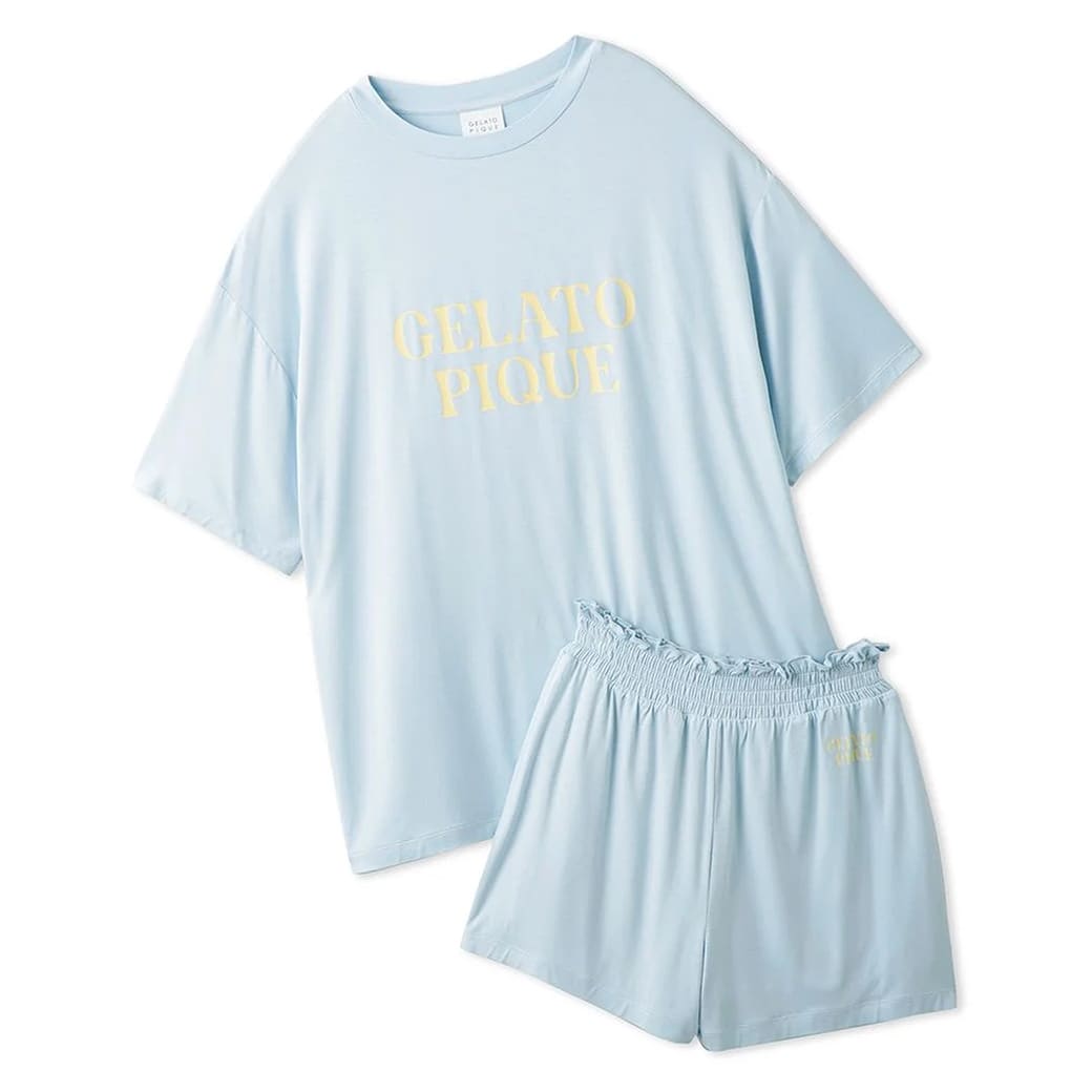 gelato pique 接触冷感 カラフルレーヨンロゴTシャツ＆ショートパンツセット pwct242221 ジェラピケ｜selectzakkamu｜04