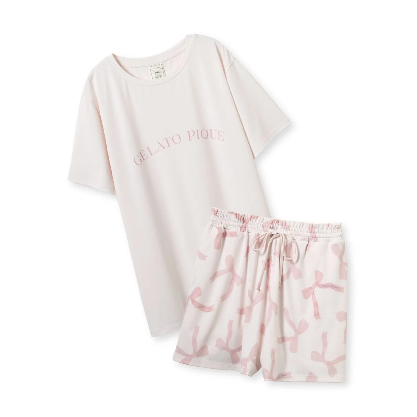 ジェラートピケ 接触冷感 モチーフ4柄ワンポイントTシャツ&ショートパンツセット pwct252311 ジェラピケ ルームウェア 上下セット | gelato pique | 01