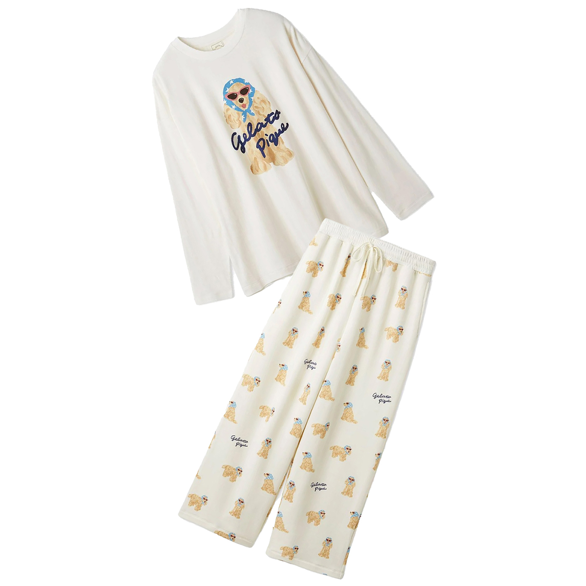 gelato pique（ジェラートピケ） スカーフDOGワンポイントロンT&ロング