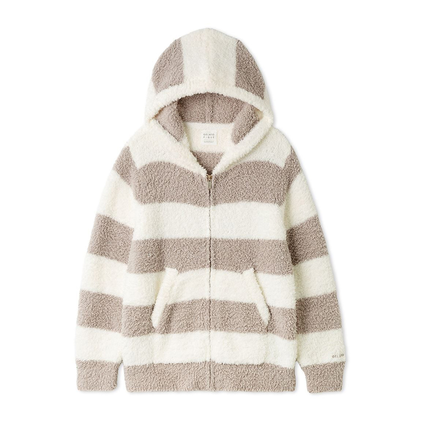 新品未使用 タグ付き ジェラートピケ 2ボーダーパーカー モカ クリスマスプレ gelato pique（ジェラートピケ） ジェラート2ボーダーパーカー