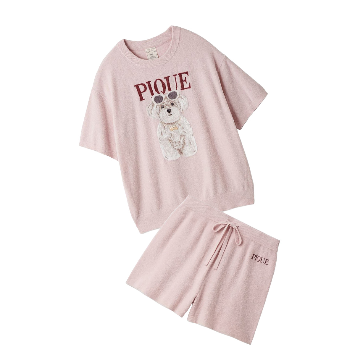 ジェラートピケ ファッションCATS&DOGSジャガードプルオーバー&スムーズィーリブショートパンツ pwnt262033set pwnp262034 パジャマの画像