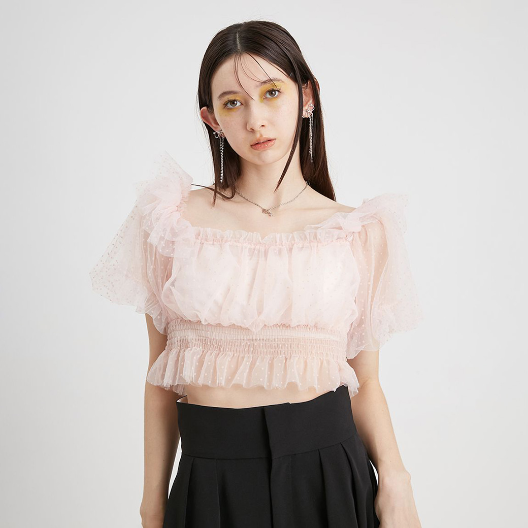 FURFUR SALE50%OFF ファーファー ドットチュールパフスリーブ FURFUR SALE50%OFF ファーファー ドットチュールパフスリーブ