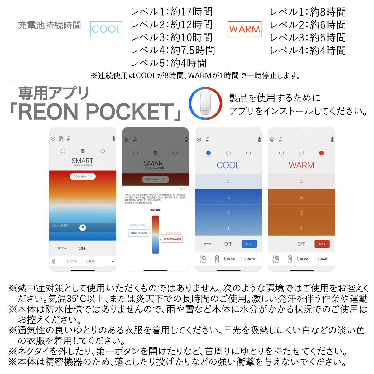 SONY ウェアラブルサーモデバイスセンシングキッド REON POCKET PRO ウェアラブルサーモデバイス Bluetooth連動