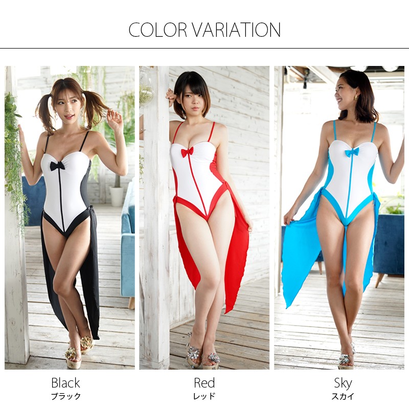 燕尾パレオ付きバニーガール水着2点セット