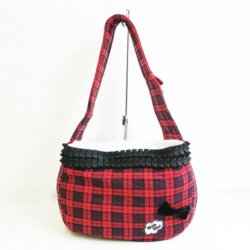 犬 ペット キャリーバッグ ドッグスリング チェック柄 冬 あったか