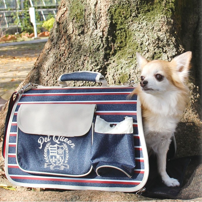 犬 ペット キャリーバッグ ボーダー柄バッグM ボストンバッグ