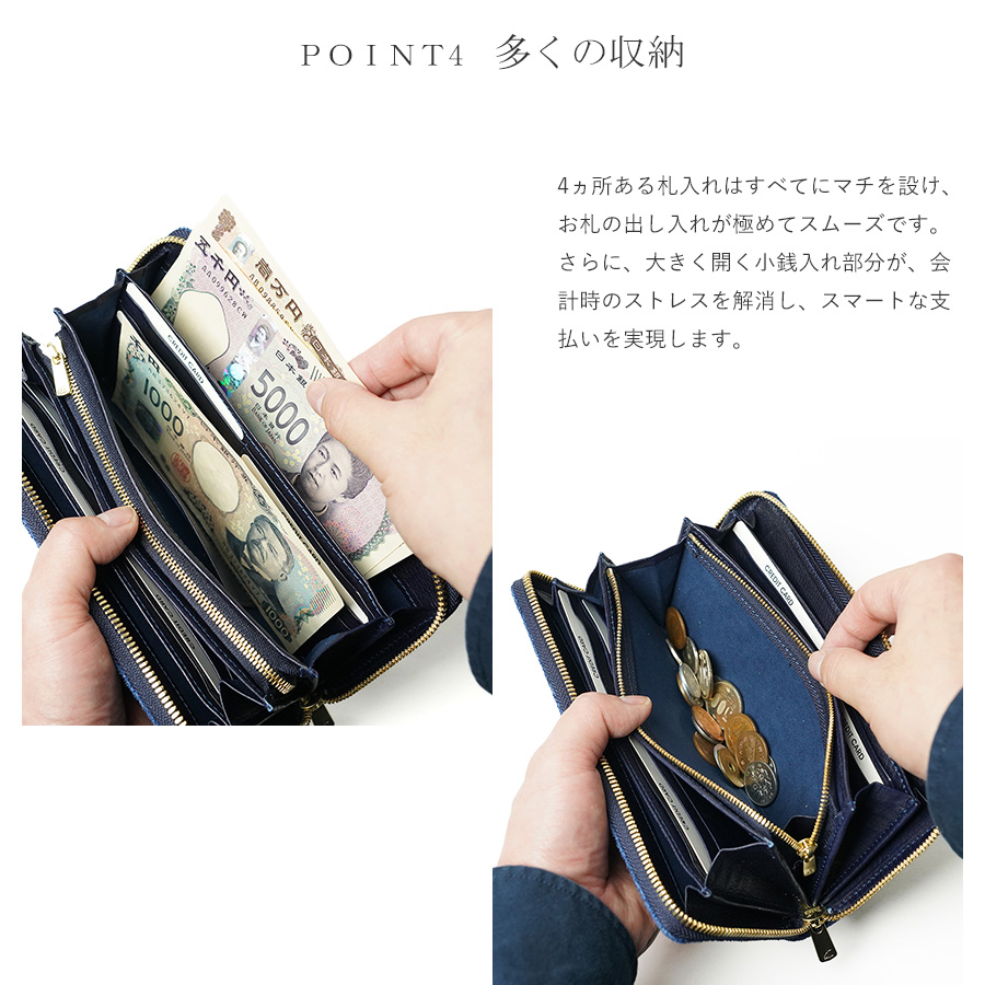 BAGGY PORT（バギーポート） 藍染め×象革 ラウンドファスナー長財布