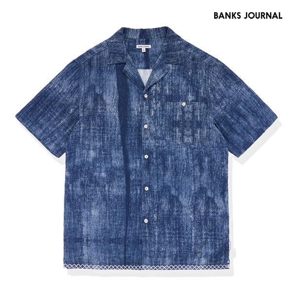 BANKS JOURNAL，バンクス/23SP/ S/S シャツ・半袖シャツ/RAS S/S WOVEN SHIRT・WSS0235/WASHED DENIM・インディゴ/メンズ/開襟シャツ/コットンリネン