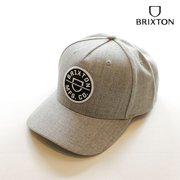 BRIXTON,ブリクストン/23SP/CAP,キャップ/CREST C MP SNAPBACK/DARK HEATHER GREY/KELLY GREEN・ヘザーグレー/フリーサイズ/メンズ/ワッペン｜selfishsurf｜02