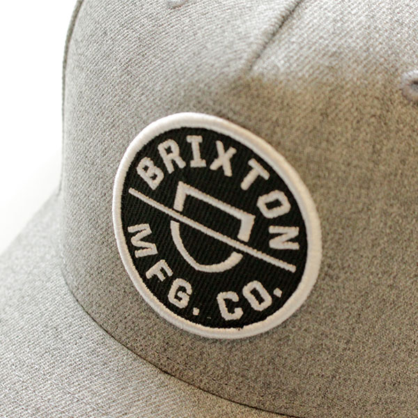 BRIXTON,ブリクストン/23SP/CAP,キャップ/CREST C MP SNAPBACK/DARK HEATHER GREY/KELLY GREEN・ヘザーグレー/フリーサイズ/メンズ/ワッペン｜selfishsurf｜05