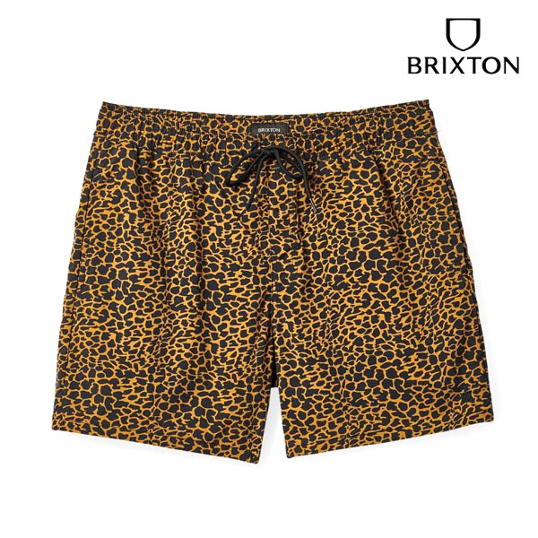 BRIXTON，ブリクストン/23SU/水陸両用/ボードショーツ・サーフトランクス・水着/VOYAGE HYBRID SHORT 18/BLACK/GOLD/ストレッチ/撥水